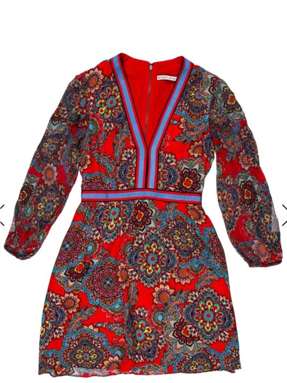 Alice + Olivia Red Multicolor Floral Mini Dress